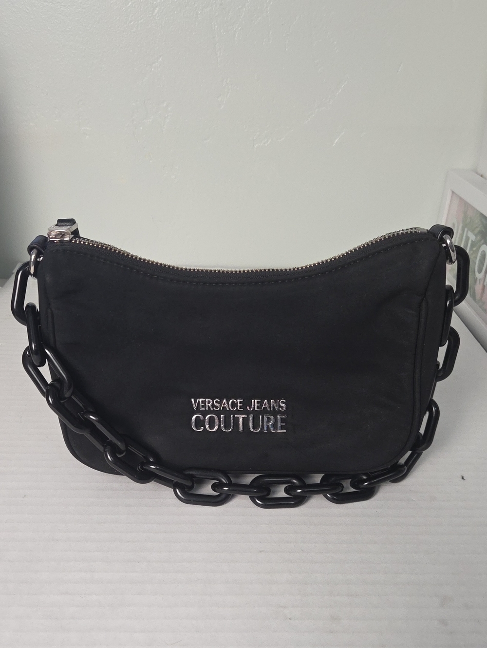 Versace Jeans Collection Black Mini Chain-Handle Bag
